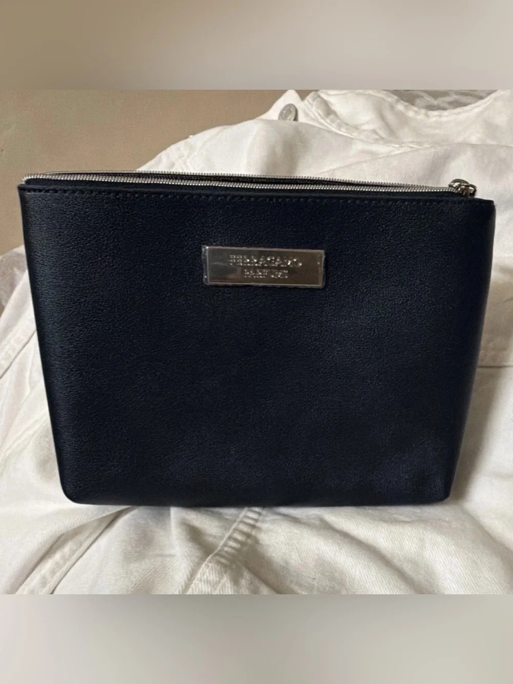 Ferragamo Parfums Navy Cosmetic Makeup Pouch Travel Bag New w/ Protective Plast